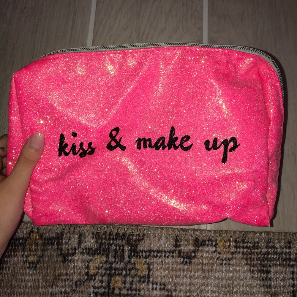 pink glitter makeup bag